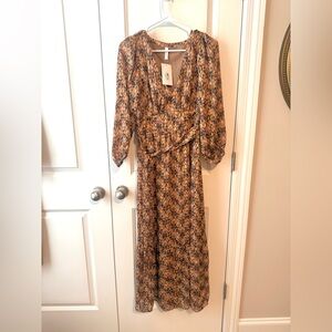 Gentle Fawn Tan Patterned Long Sleeve Dress